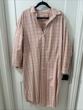Treasure & Bond Pink Plaid Maxi Shirt Dress